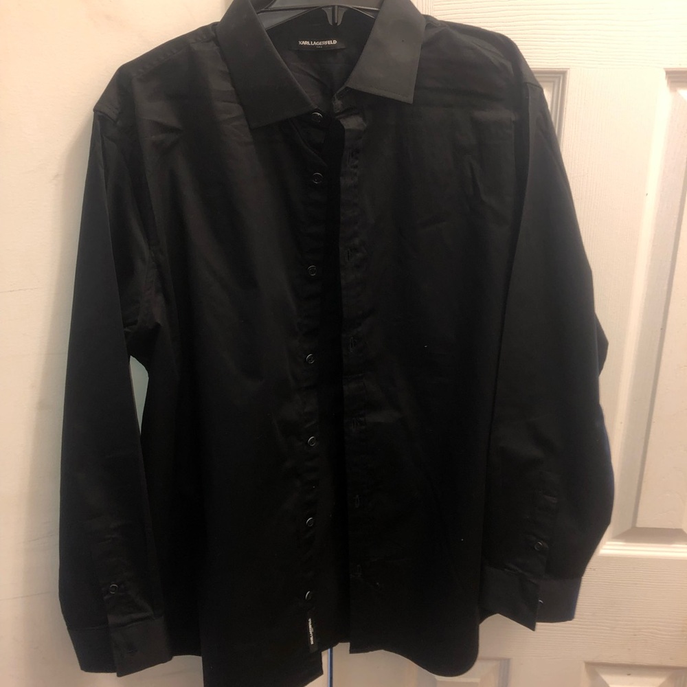 Karl Lagerfeld Black Casual Button Down Shirt